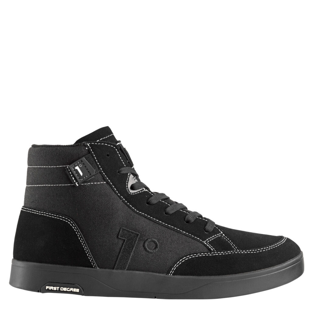 1° FIRST DEGREE HIGHWHEEL 2.0 Black high top flat pedal MTB shoe side view