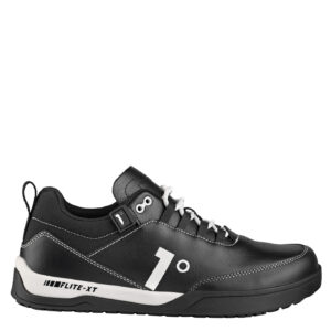 Side profile of the 1° FIRST DEGREE Flite XT Black flat pedal mountain bike shoe